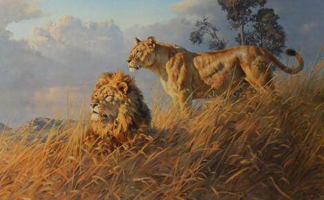 Donald Grant (1930-2001). African evening-lions