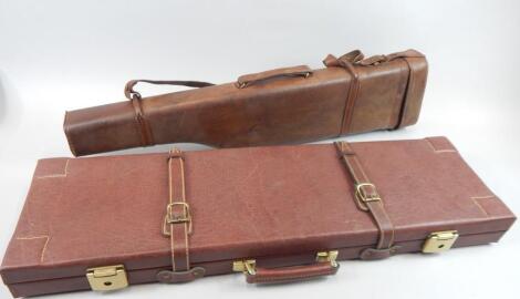 A leg of mutton shotgun case with shoulder strap