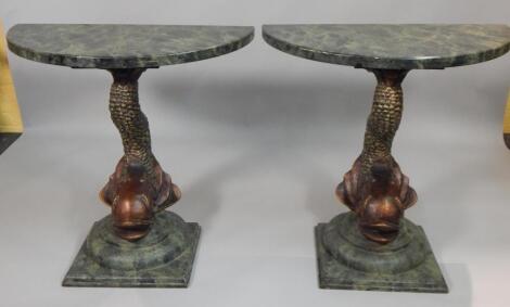 A pair of Continental style console tables