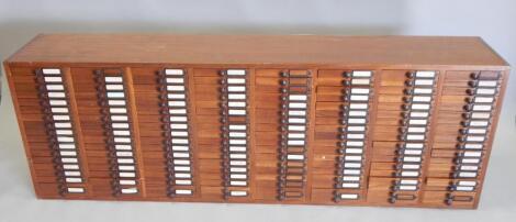 A mahogany bank of index collector's drawers