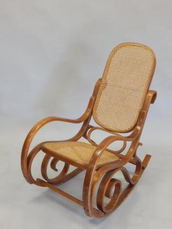 A bentwood rocking chair