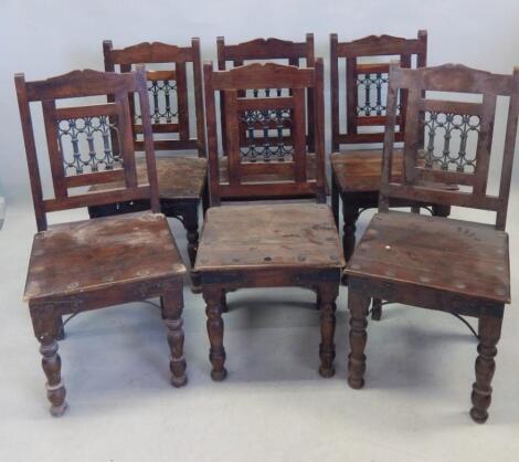 A set of six Middle Eastern hardwood dining chairs