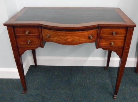 An Edwardian rosewood and marquetry writing table