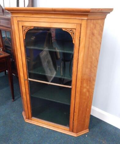 A Victorian satin birch hanging corner cabinet