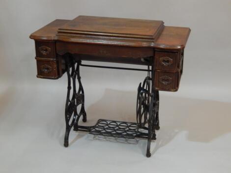 A Singer type treadle sewing machine