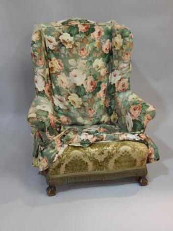 An early 20thC wingback armchair