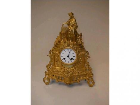 A 19thC French ormolu figural mantel clock