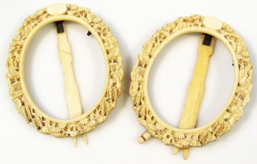 A pair of 19thC Chinese ivory photograph frames