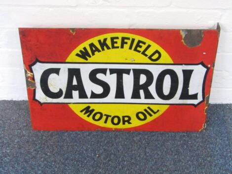 A Castrol of Wakefield Motor Oil wall mounted sign