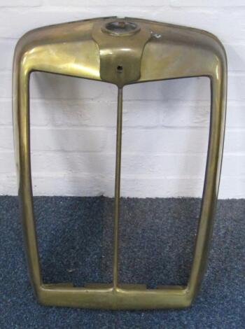 A brass radiator frontage for a pre WWII car