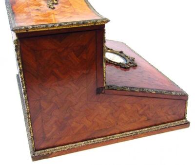 A 19thC French gilt metal Louis XV style walnut kingwood and parquetry travelling stationery cabinet - 3