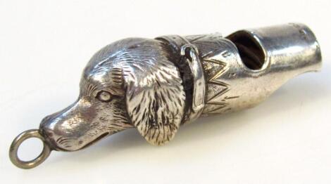 An Elizabeth II novelty silver whistle