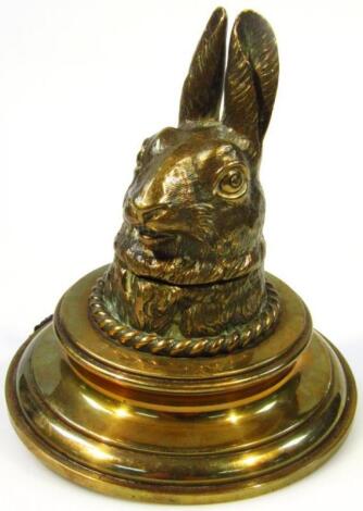 A late 19thC brass inkwell