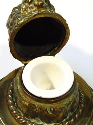 A late 19thC brass inkwell - 3