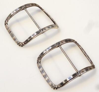 A pair of 19thC silver buckles