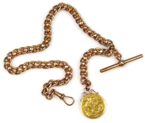 A fancy link heavy 9ct gold watch chain