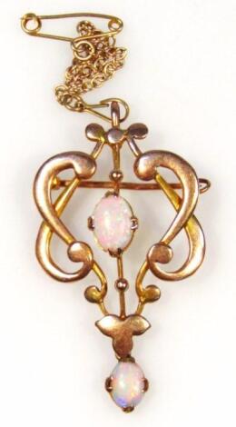 An Edwardian drop pendant