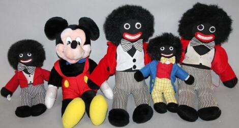 A collection of modern Golly soft toy figures