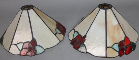 A pair of Art Deco style plastic and lead finish ceiling lights