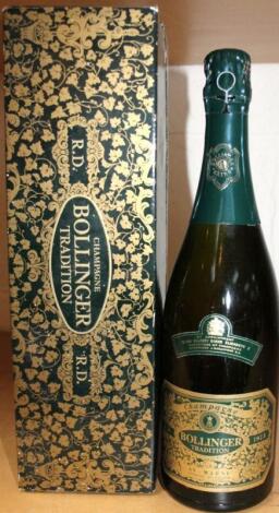 A bottle of Bollinger Tradition champagne RD