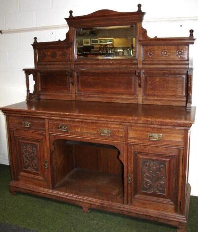 A late 19thC oak mirror back sideboard