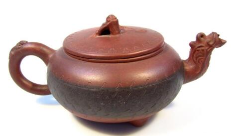 A Chinese red ware pottery teapot