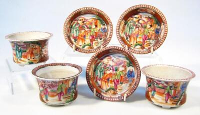 A set of three 19thC Cantonese miniature jardinieres