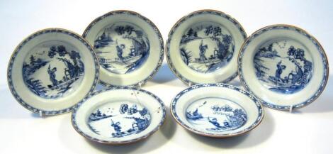 A set of six Chinese blue and white porcelain bowls