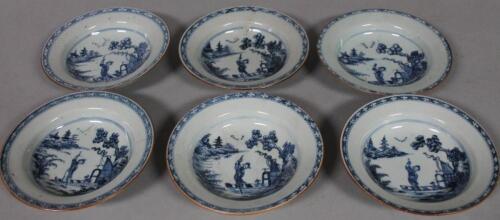 A set of six Chinese blue and white porcelain bowls