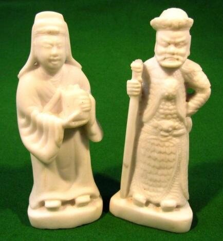 Two 20thC white marble figures