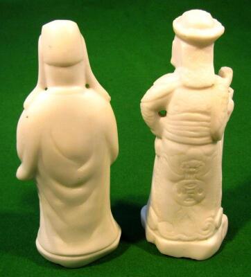 Two 20thC white marble figures - 2