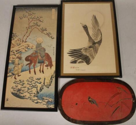 A 19thC Japanese Meiji period lacquered stand