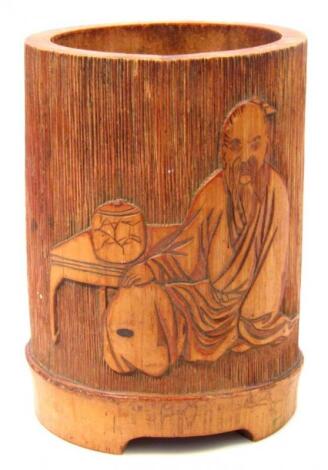 An early 20thC Chinese Qing period bamboo brush pot