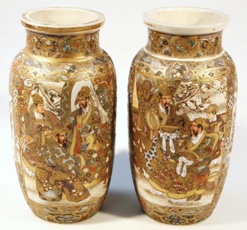 A pair of Japanese Meiji period satsuma pottery vases