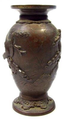 A 19thC Japanese bronze vase - 4