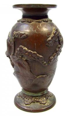 A 19thC Japanese bronze vase - 4