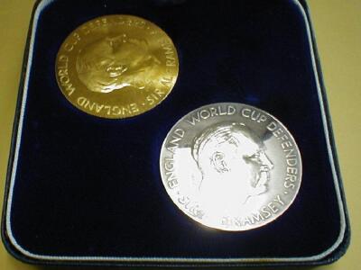 A cased set of two Sir Alf Ramsey World Cup Defenders medals
