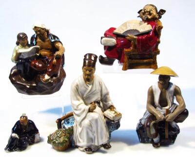 Five various Chinese pottery figures