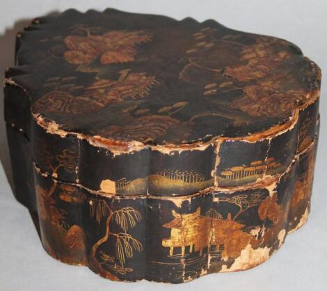 A 19thC Chinese black lacquer supper box set