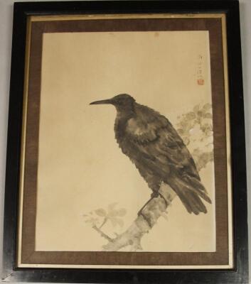 Chinese School. Crow on a tree branch - 2