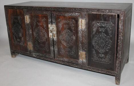 A Chinese hardwood marriage chest