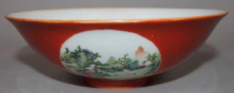 A Chinese porcelain bowl of circular outline