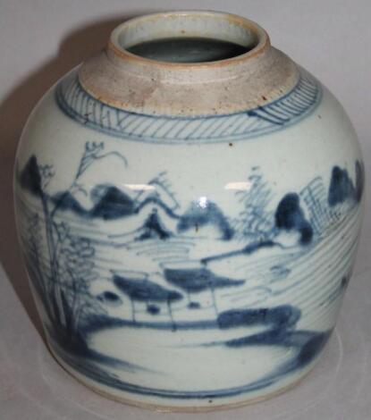 An 18thC Ming style blue and white ginger jar