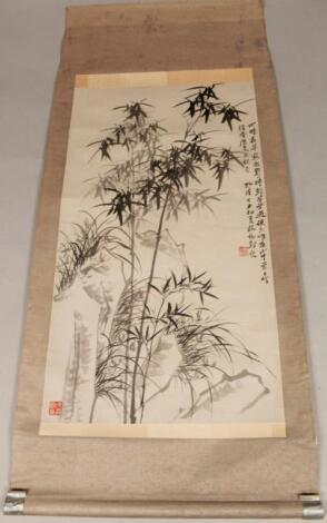 19thC Japanese School. Bamboo trees