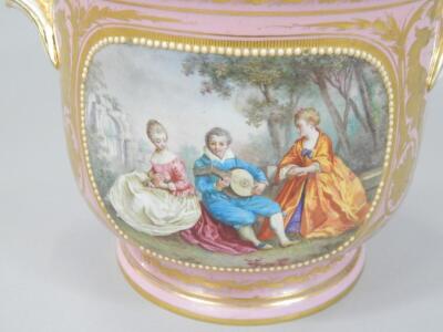 A 19thC French porcelain cache pot - 2