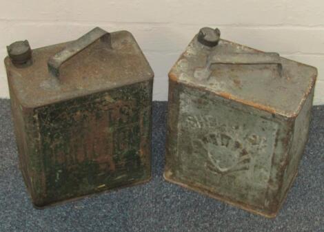 Two vintage petrol cans.