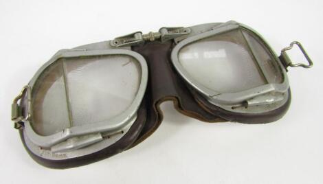 A pair of early to mid-20thC motor cycle or racing goggles