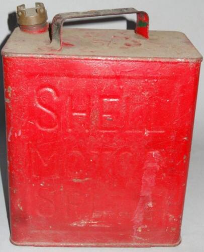 An early 20thC Shell Motor Spirit metal petrol can