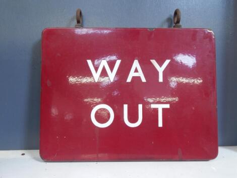 A British Rail maroon enamel Way Out sign