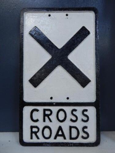 A cast aluminium Crossroads sign